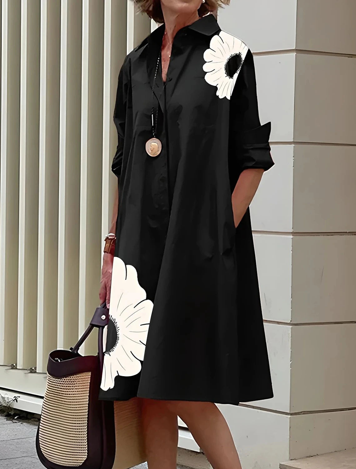 Mcdv-Robe chemise blanche longue pour femme, robe coréenne décontractée, robe rétro, cardigan asymétrique, taille moyenne, printemps et automne