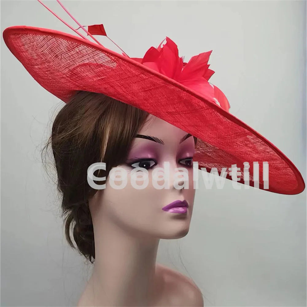 Royal Ascot grand Chapeau fascinateur femmes Kentucky Derby plume grand Chapeau fascinateur fête mariage casque fleur église Chapeau