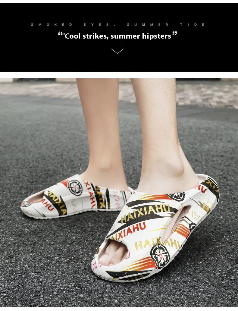 Plate-forme chaussures pour hommes nouveaux tongs d'été 2025 sandales respirant antidérapant amoureux hommes et femmes tout correspondant imprimé pantoufles hommes