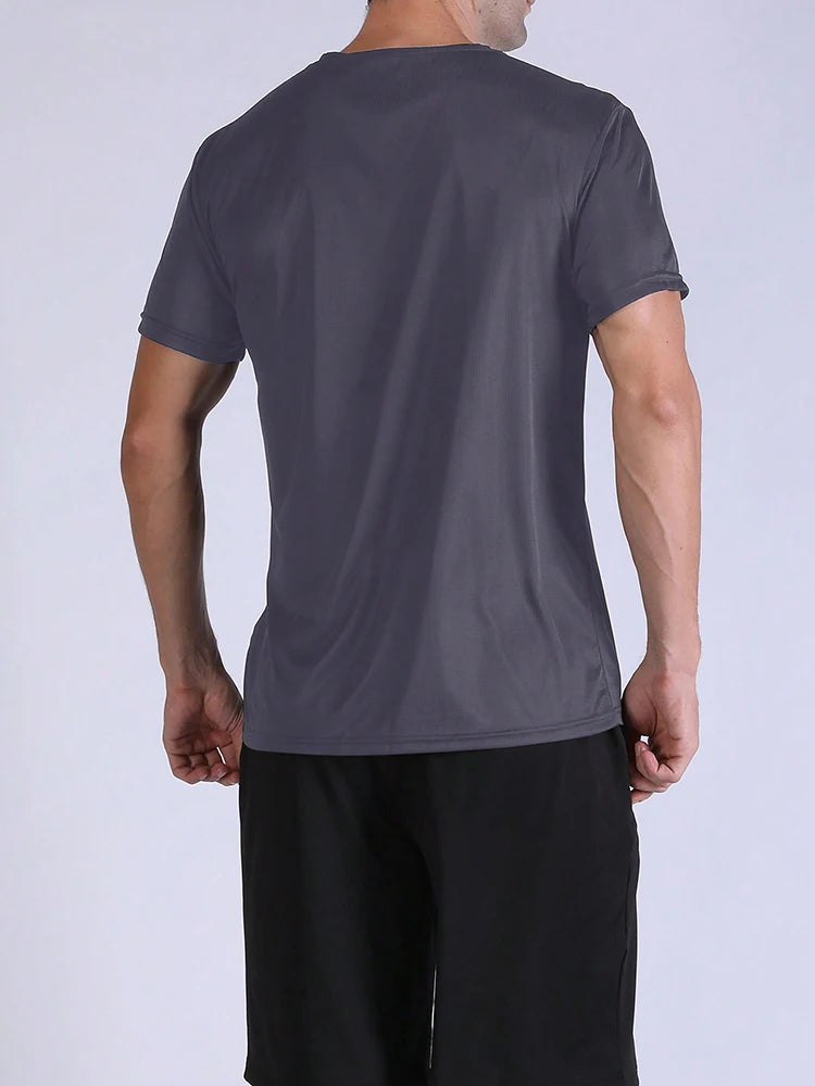 T-shirt de sport à séchage rapide ultraléger pour homme, haut léger, respirant, solide, document, entraînement de fitness, entraînement, course à pied, salle de sport