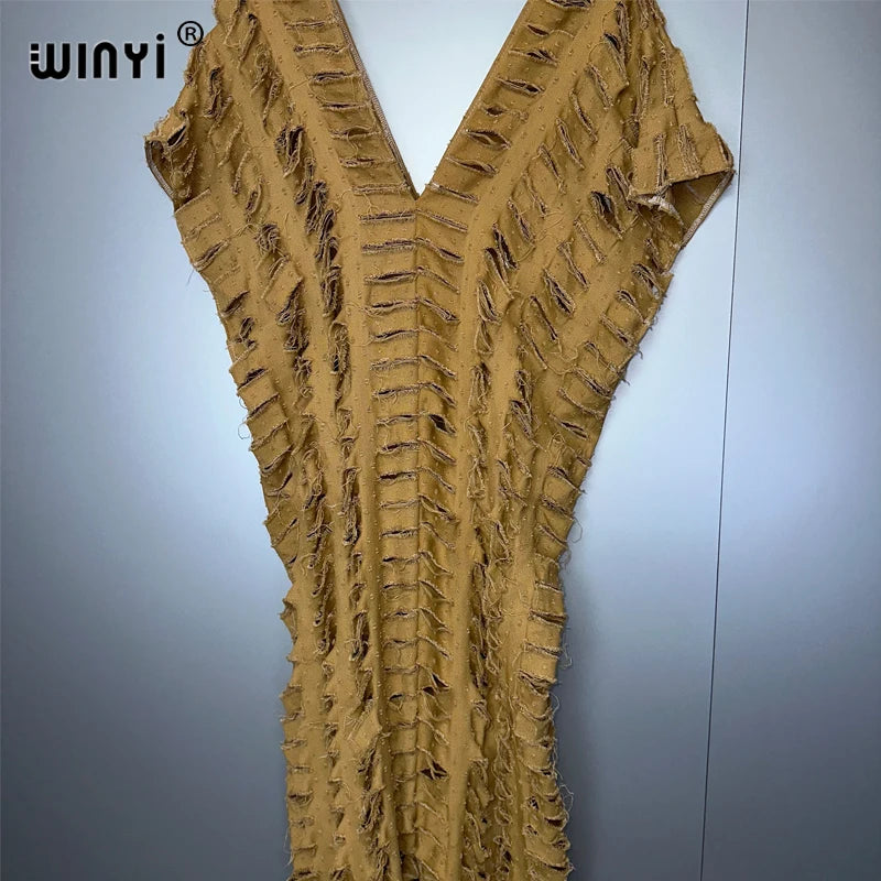 WINYI été Original ajouré ample denim combinaison mode couvrir