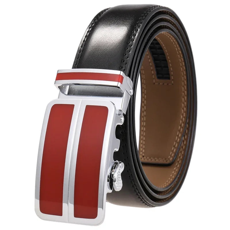 Plyesxale-Ceinture habillée en cuir véritable pour homme, cuir de vachette, automatique, strucformel, environnemental, rouge, noir, marron clair, B272