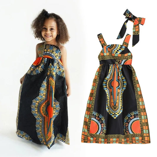 Vêtements africains enfants mode Dashiki Robe Robe Africaine bébé fille vêtements Bazin Riche sans manches robes africaines pour les filles