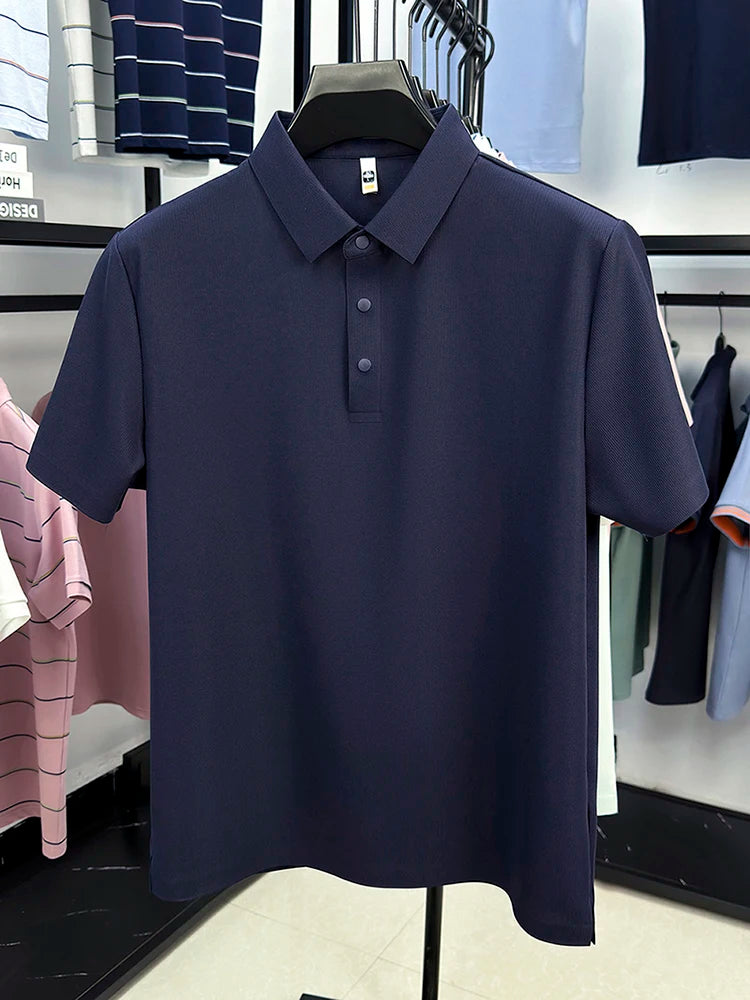 2025 Chemise polo gaufrée sportive pour hommes |   Tailles supérieures de Tennis de Golf évacuant l'humidité S-5XL, boutons-pression, antibactérien 7A de haute qualité