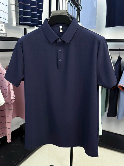2025 Chemise polo gaufrée sportive pour hommes |   Tailles supérieures de Tennis de Golf évacuant l'humidité S-5XL, boutons-pression, antibactérien 7A de haute qualité