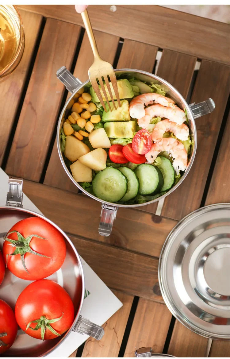 Boîte à déjeuner micro-ondes 350-3000ML, boîte à Bento Anti-fuite en acier inoxydable 304 de qualité alimentaire, boîte de pique-nique à forte étanchéité pour collations aux Fruits