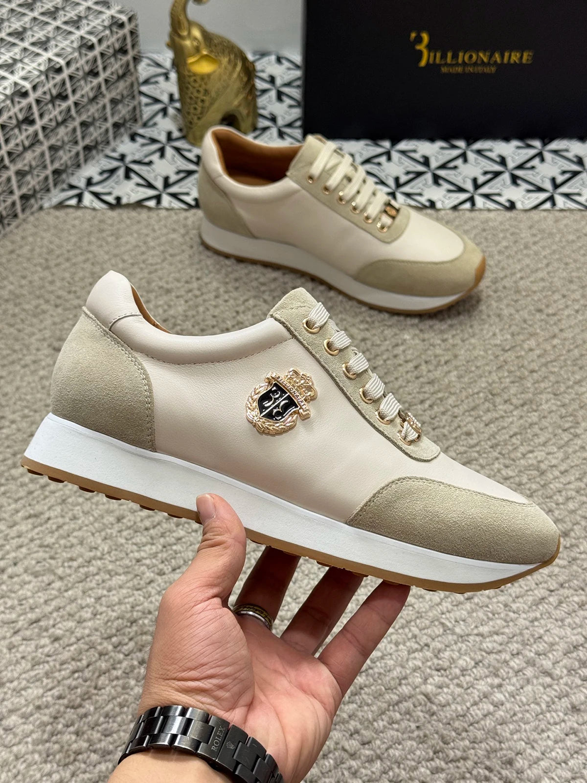 BILLIONAIRE BLSK CPRT chaussures peau de vache 2025 nouvelle broderie mode qualité confort mouvement hommes taille européenne 39-45 chaussures noires