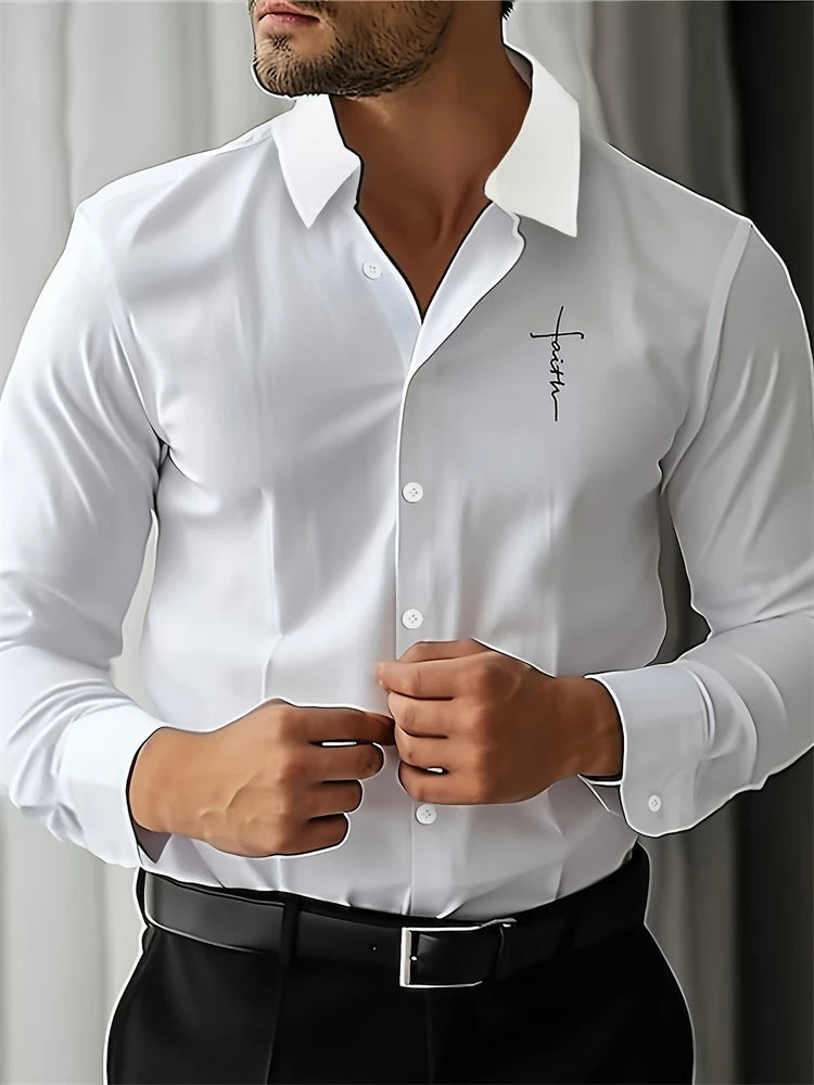 Chemise professionnelle à manches longues pour hommes, revers, boutons de tempérament, vêtements décontractés confortables, document solide, nouvelle mode, printemps