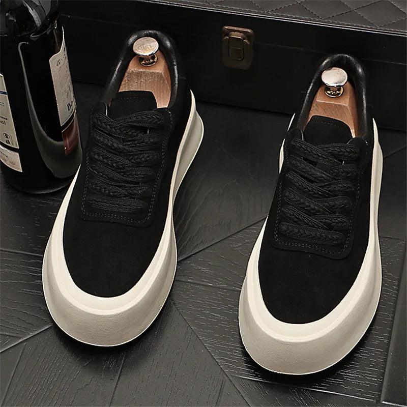 Chaussures en cuir suédé pour hommes, baskets de marche, appartements d'extérieur, vintage, à la mode, luxe, designer, nouveau