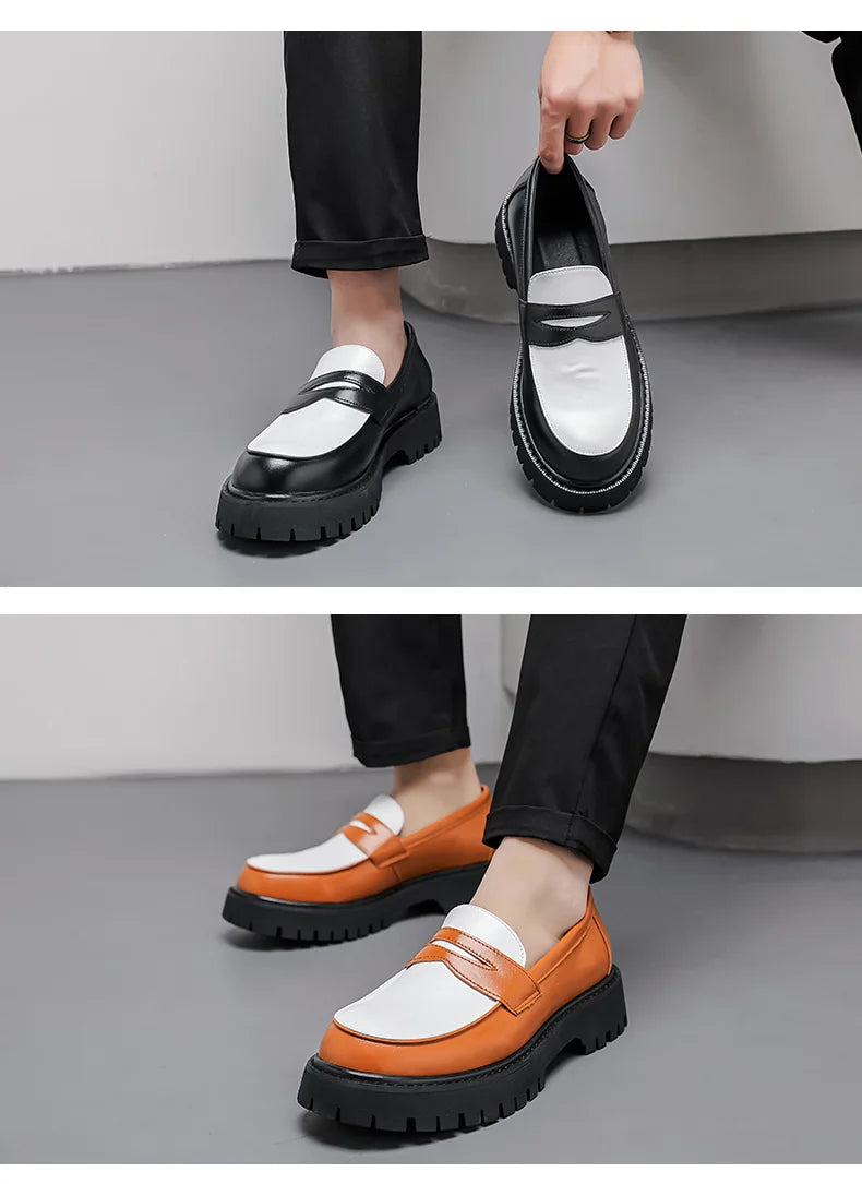 Chaussures en cuir à grosse tête pour hommes, chaussures d'affaires confortables, chaussures décontractées, style britannique, fête itude, social, mode, hommes, taille 38-46