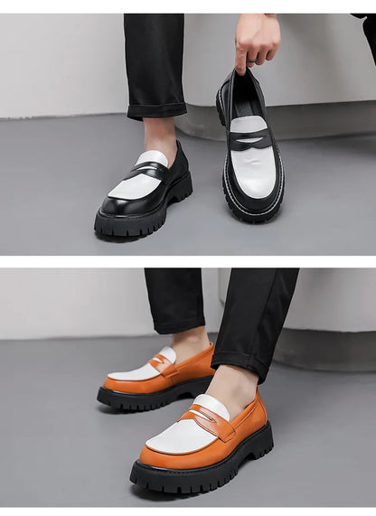 Chaussures en cuir à grosse tête pour hommes, chaussures d'affaires confortables, chaussures décontractées, style britannique, fête itude, social, mode, hommes, taille 38-46