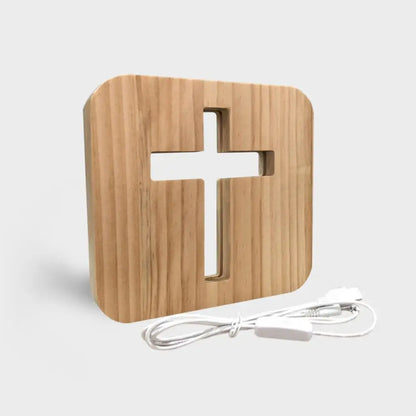 Lumière Led croix chrétienne en bois ornements USB LED veilleuse décoration de Table chrétienne debout église croix Miniatures