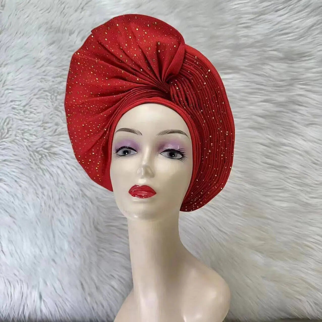 Turban de tête musulman pour femmes, Gele africain violet, casquettes déjà fabriquées, Auto Aso Oke, cravate de sauna Gele, chapeau rond pour dames, Z620-2 de fête