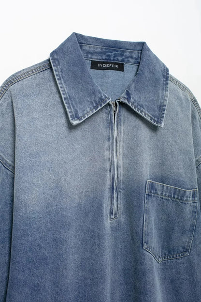 Jupe en jean zippée à col polo, nouveau style, robe décontractée adt fit, vente en gros transfrontalière, tendance européenne et américaine