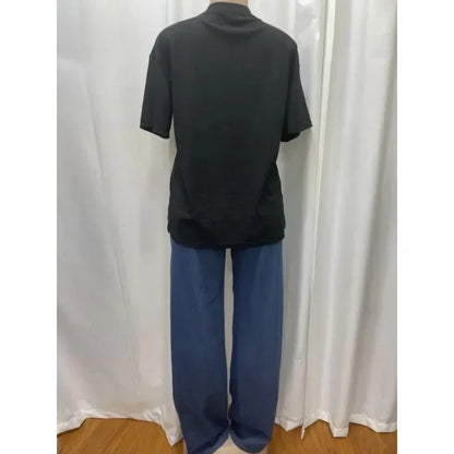 Ensemble dashiki en denim pour femmes, vêtements africains, nouvelle mode, haut à manches courtes et jeans moulants, tenue de soirée assortie pour dames, été, 2 pièces