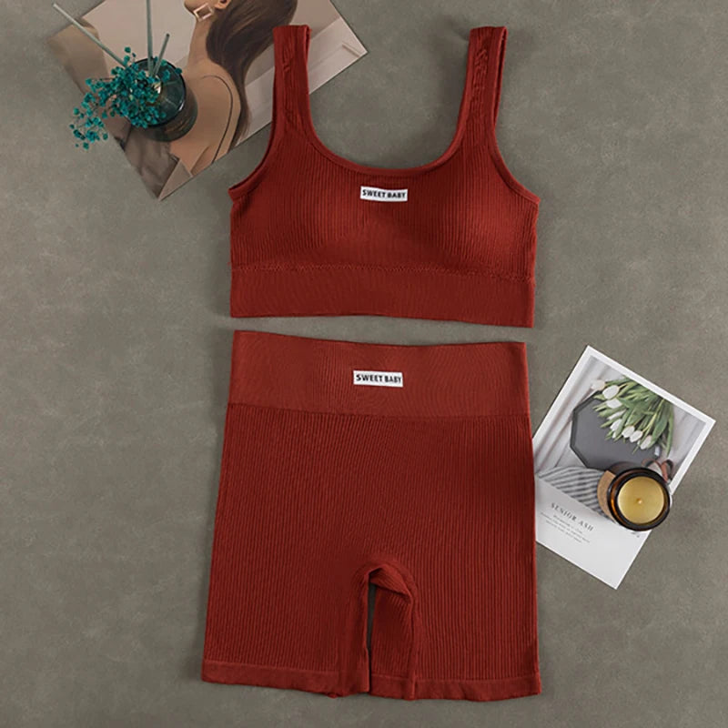 Ensemble de yoga sans couture pour femmes, combinaisons d'entraînement de fitness, soutien-gorge de sport, leggings taille haute, vêtements de sport sexy en V profond, nouveau, 2024