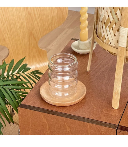 Tasse en verre Transparent Ins de 350ML, verres à boire en forme de chenille résistants à la chaleur, tasse à café, bière, jus de lait, tasse d'eau mignonne