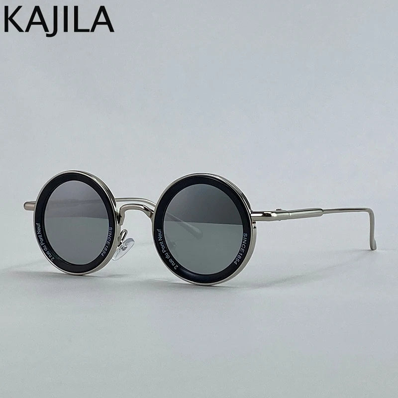 Lunettes de soleil rondes Steampunk à petite monture pour hommes, marque de luxe rétro Punk, lunettes de conduite classiques, UV400, 2025