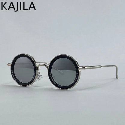 Lunettes de soleil rondes Steampunk à petite monture pour hommes, marque de luxe rétro Punk, lunettes de conduite classiques, UV400, 2025
