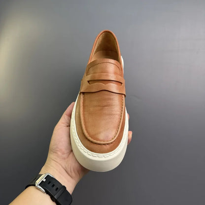 DOYUTIG-Chaussures à enfiler en cuir véritable pour hommes, chaussures de planche décontractées rétro pour hommes, baskets chimneakers de printemps et d'automne, marque de mode masculine, SG009