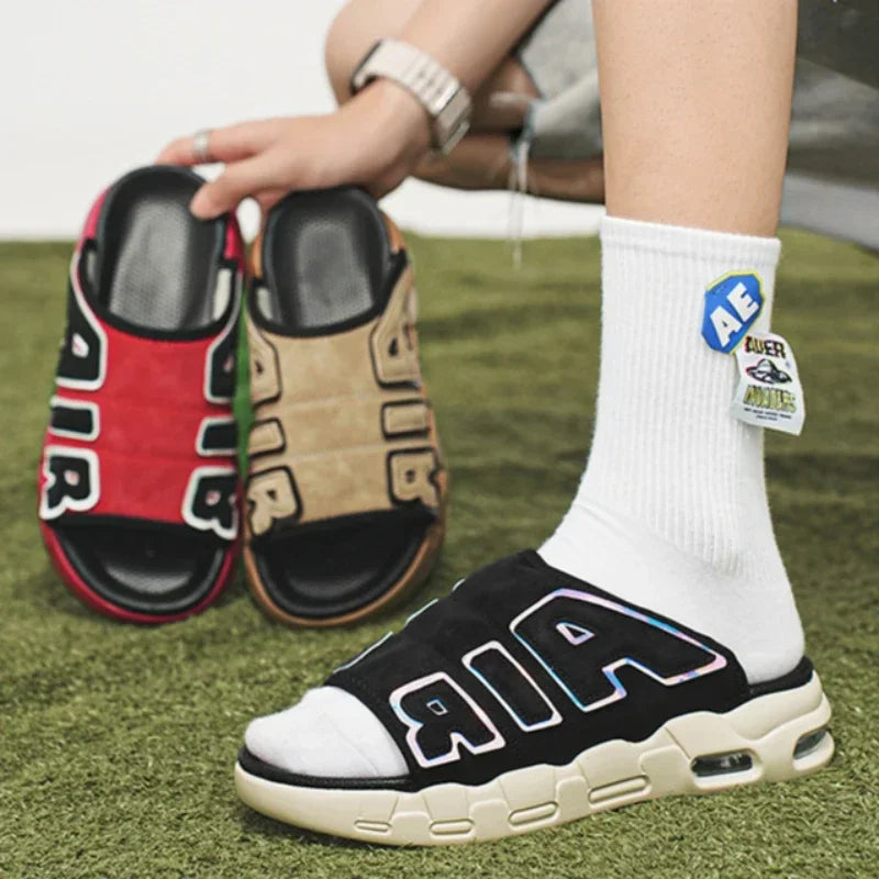 Été nouveaux hommes PU Air pantoufles à la mode grande taille Style coréen décontracté à la mode polyvalent vêtements d'extérieur sandales