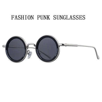 2025 Steampunk lunettes de soleil pour hommes mode ronde Punk lunettes de soleil vacances Oculos lunettes d'extérieur Vintage Designer tendance Lentes