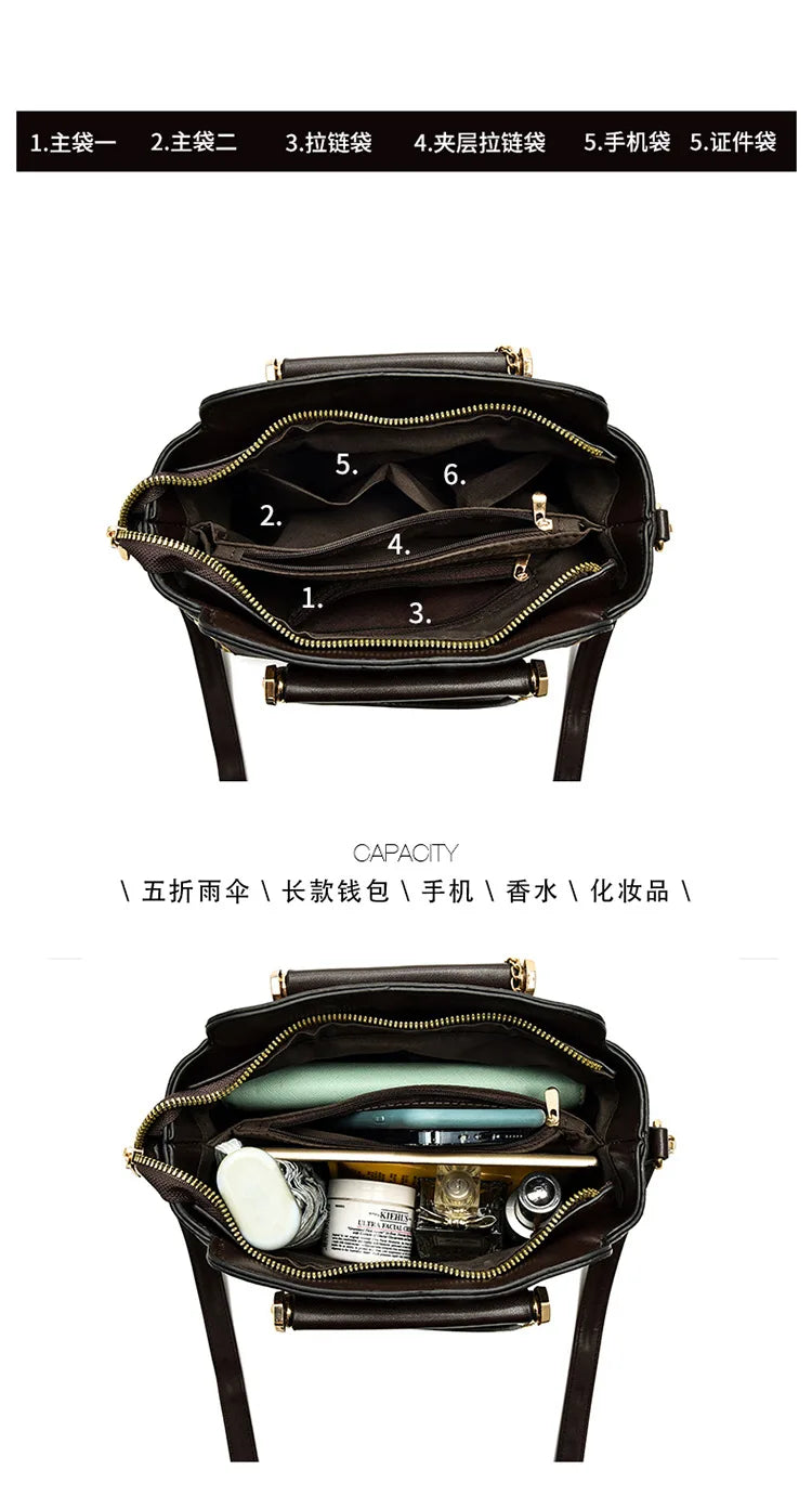 Sac à bandoulière en cuir Pu pour femmes, sacoches polyvalentes de grande capacité, sacs à fermeture éclair