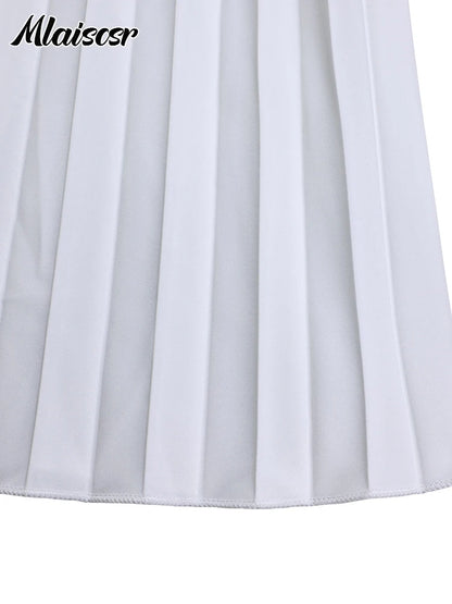 Mlaiscsr manches évasées bouton Blazer chemise hauts et pantalons à jambes larges plissés 2 deux pièces ensembles femmes élégant bureau dames tenues