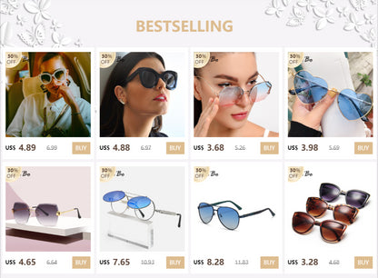 RUOBO – lunettes de soleil sans monture pour femmes, verres dégradés, branches en métal, UV400, vente en gros