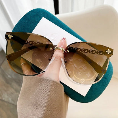 Nouvelle mode sans cadre bord de coupe lettre Style haut de gamme petit parfum femmes lunettes de soleil lunettes de soleil lunettes de soleil