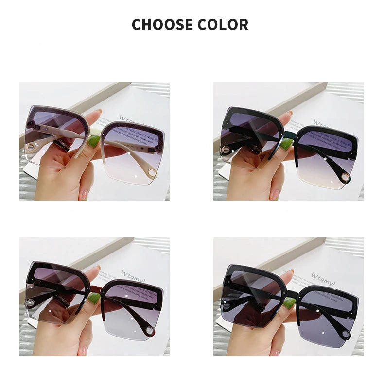 Homme femme mode sans monture Vintage carré lunettes de soleil lunettes marque Design UV400 femme nuances surdimensionné lunettes de soleil