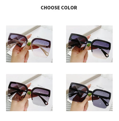 Homme femme mode sans monture Vintage carré lunettes de soleil lunettes marque Design UV400 femme nuances surdimensionné lunettes de soleil