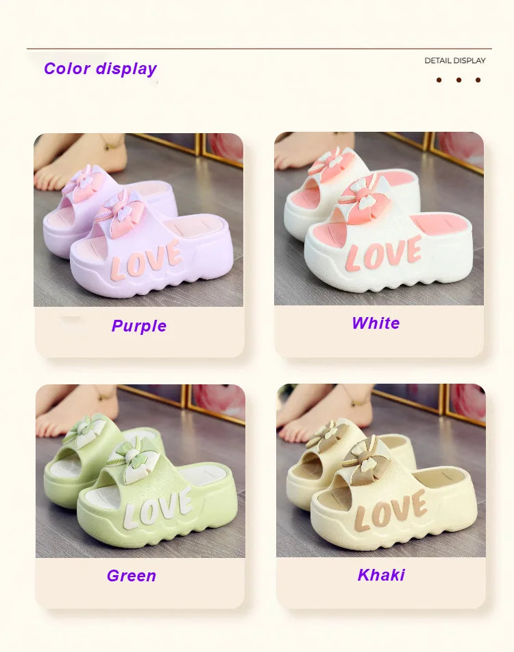 Feerldi nouveau 2025 blanc rose nœud papillon pantoufles femme haute plate-forme EVA diapositives sandales de créateur sabots de plage femmes ascenseur chaussure
