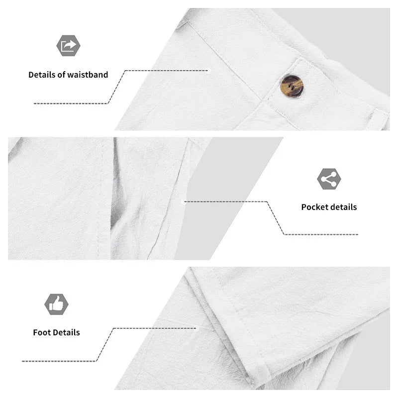 BERAKAH SUPRÊME – pantalon de costume décontracté en lin pour hommes, couleur unie, nouvelle mode, pantalon de plage à jambes larges, européen et américain