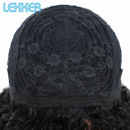Lekker couleur courte Pixie Afro crépus bouclés Bob 100% perruques de cheveux humains avec frange pour les femmes brésilien Remy cheveux Ombre brun perruques