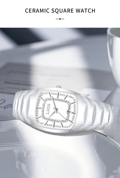 LIGE 2025 TOP montre pour femme élégante étanche mode dames horloge créative bracelet en céramique montre pour femmes cadeau Relogio Feminino