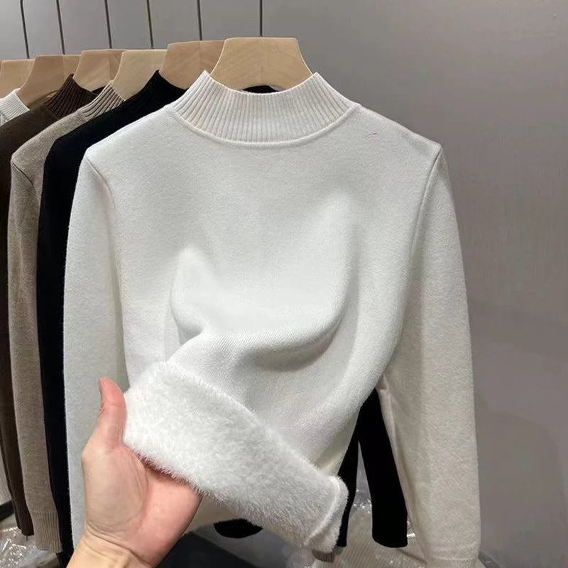 Pull en velours à manches longues pour femmes, pull optique, pull basique, vêtements décontractés, automne et hiver, nouvelle mode