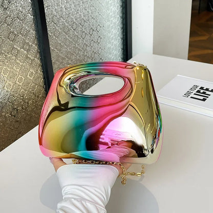 Sac à main hobo en acrylique doré pour femme, sac à main de plage transparent, sac à main de soirée, poignée supérieure ronde, fête de mariage, designer de luxe