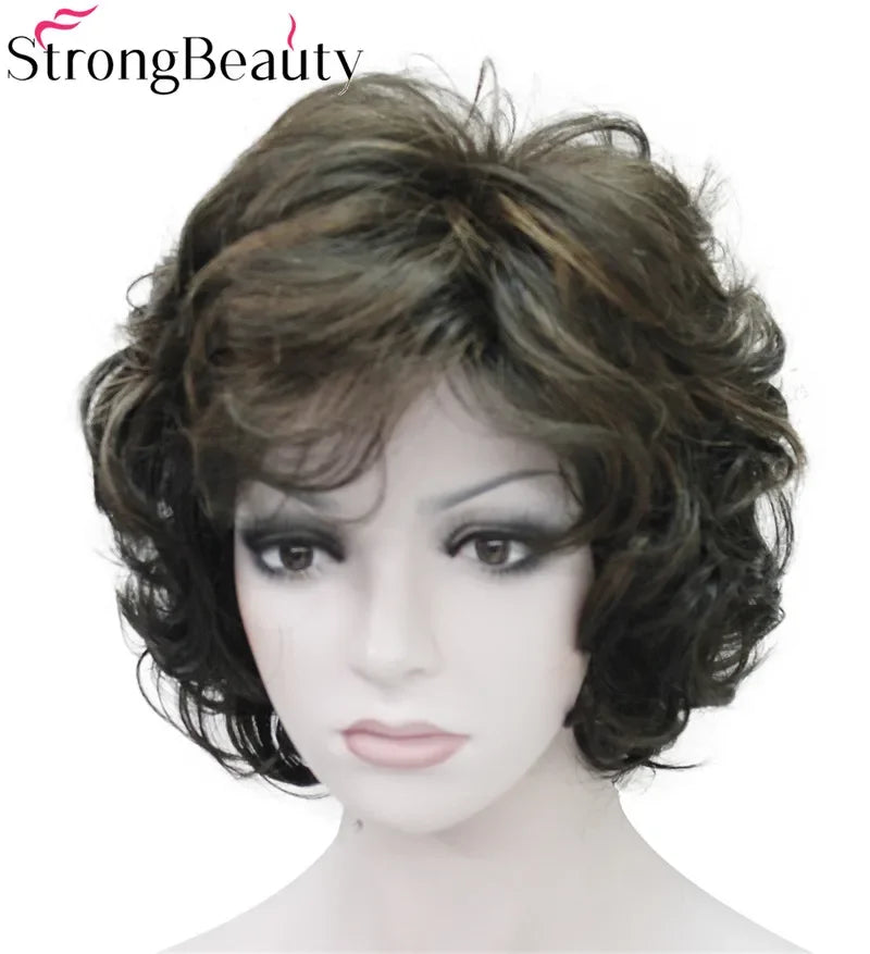 Forte beauté dames perruques courtes ondulées cheveux blonds dorés pour les femmes synthétique Capless perruque 16 couleurs