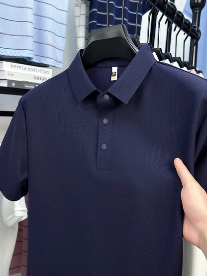 2025 Chemise polo gaufrée sportive pour hommes |   Tailles supérieures de Tennis de Golf évacuant l'humidité S-5XL, boutons-pression, antibactérien 7A de haute qualité