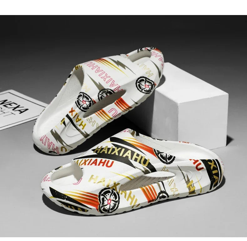 Plate-forme chaussures pour hommes nouveaux tongs d'été 2025 sandales respirant antidérapant amoureux hommes et femmes tout correspondant imprimé pantoufles hommes