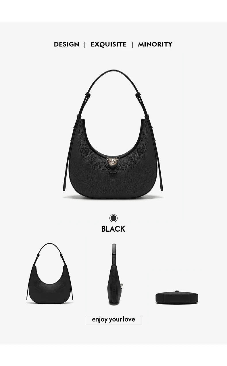 BAFELLI 2025 nouveau sac à main pour femmes série chat en cuir véritable marque de luxe mode rétro STYLE épaule HOBOS sacs à rabat femme
