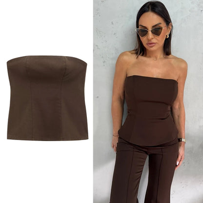 TRAF femmes jean marron taille haute poche Vintage Baggy jean femme pantalons longs décontractés printemps pantalon Streetwear été 2025