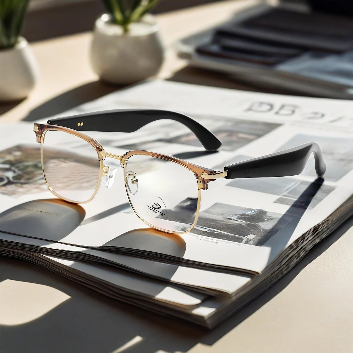 Lunettes intelligentes AI, traduction multilingue, réponse au téléphone, écouter de la musique, Protection des yeux d'été, lumière bleue, lunettes de mode