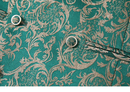 Costume vert 3 pièces pour hommes, veste de robe de soirée de mariage avec gilet et pantalon, ensembles Slim à la mode pour hommes, tissu Jacquard Beige, noir, bleu