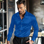Chemise en Satin à Manches sulfpour Homme, Vêtement Décontracté à Boutonnage Simple, Col Rabattu, pour ixde Mariage