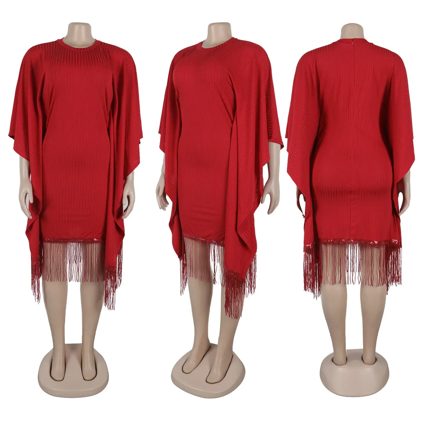 Robe mi-longue à pampilles en polyester à manches 3/4 pour femmes, tenues africaines élégantes, vêtements africains