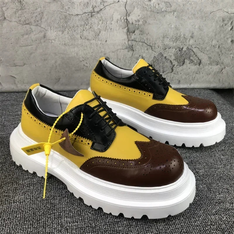 Chaussures Brogue Multi-documents en Cuir group pour Homme, Souliers à Grande Tête, Style Britannique, Décontracté, Rehausseur, Alicante zones me