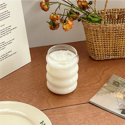 Tasse en verre Transparent Ins de 350ML, verres à boire en forme de chenille résistants à la chaleur, tasse à café, bière, jus de lait, tasse d'eau mignonne