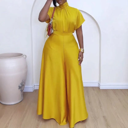 Haut à lacets en satin doux et pantalon à jambes larges pour femmes, ensemble assressenti, tenue, mode africaine, nouveau, 2 pièces, 2024